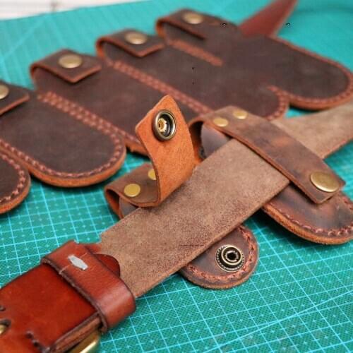 Outdoor style cowhide leather Folding knife Tool pliers Quick button case sheath waistband Belt buckle