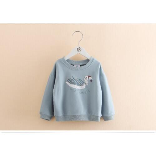 2021 Cartoon Swan Sweatshirts Baby Girls Hoodies Toddler Kids Sweatshirts Childrens O Neck Long Sleeves Hoodies Clothes D27