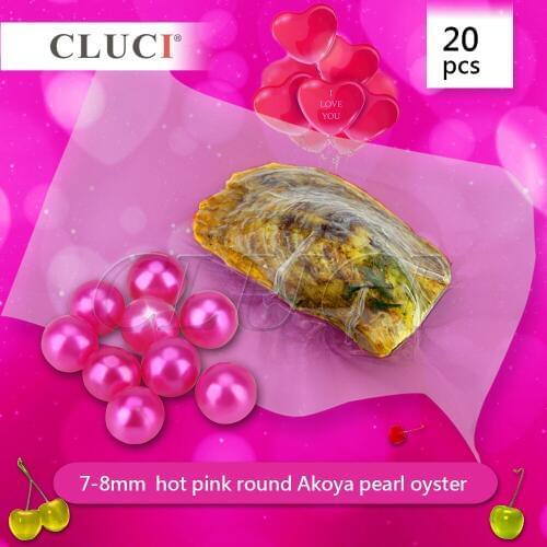 CLUCI 20pcs oysters with hot pink round pearls, 7-8mm natural pearls beads, charms diy, Valentines Gift WP251SB