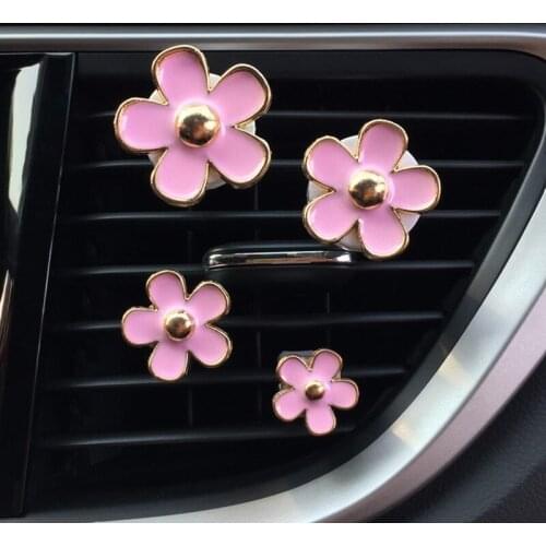 Pink Cherry Blossom Solid Fragrance Clip Clip Car Interior Air Conditioning Fragrance Clip Minimalist Flower Decor 4 Universal