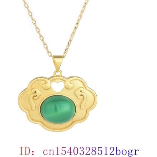 Green Jade Ruyi Pendant Jewelry Chalcedony Amulet 925 Silver Natural Crystal Charm Gifts Zircon Necklace Women Fashion Chinese