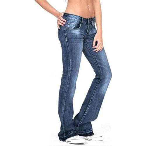 Ladies Jeans Spring Autumn Skinny Stretch Pants Fashion Plus Size Loose Buttons Zippers Fringed Flared Trousers Women Long Pants