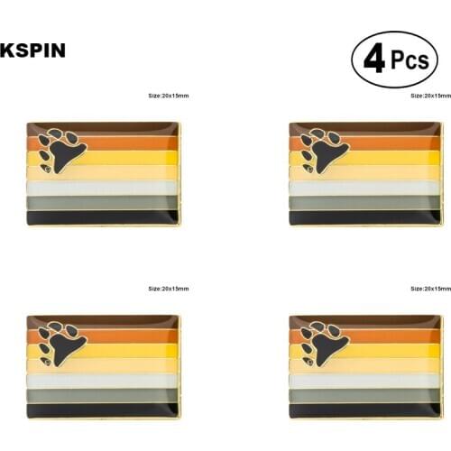 Bear Pride Brooches Lapel Pin Flag badge Brooch Pins Badges 4pcs