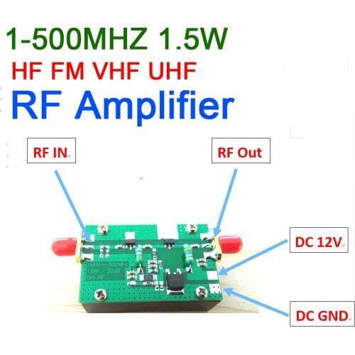 1MHZ-500MHZ 32DB 1.5W HF VHF UHF FM transmitter Broadband RF Power Amplifier For Ham Radio Walkie talkie Shortwave