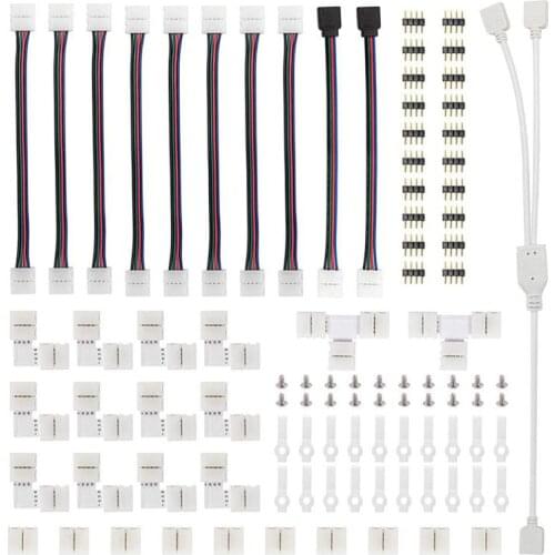 5050 4 Pins RGB LED Strip Light Set Tape Connector Plug Power Splitter Cable 4-pin Needle Female Connector Wire RGB LED