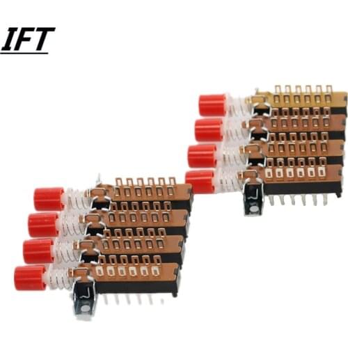 4P2T 4 Rows Interlock Push Button Knob Piano Key Switch 2 Pcs