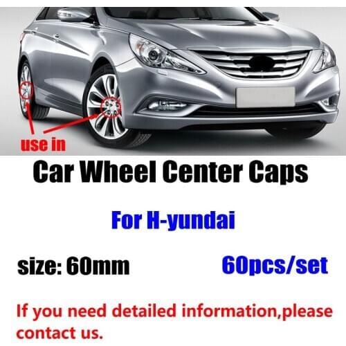 60pcs/lot 60mm Car Wheel Center Hub Caps Car Wheel Rim Hubcap Badge Covers For Hyundai Santa Fe Sonata Solaris Azera Creta I30