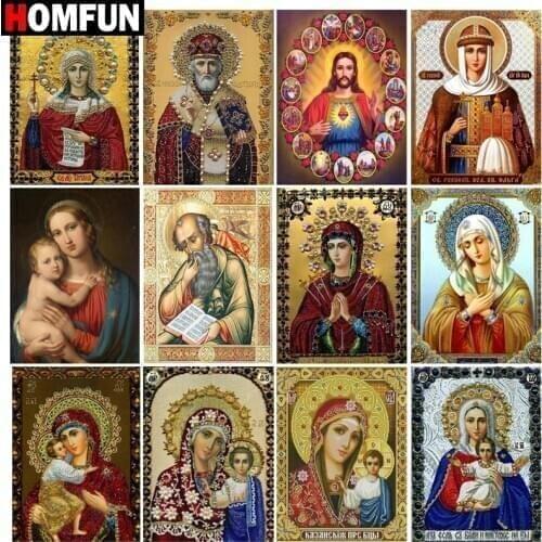 HOMFUN Diamond Painting Full Square/Round Drill 5D DIY "Religious figures" Daimond Embroidery Rhinestone Cross Stitch Decor