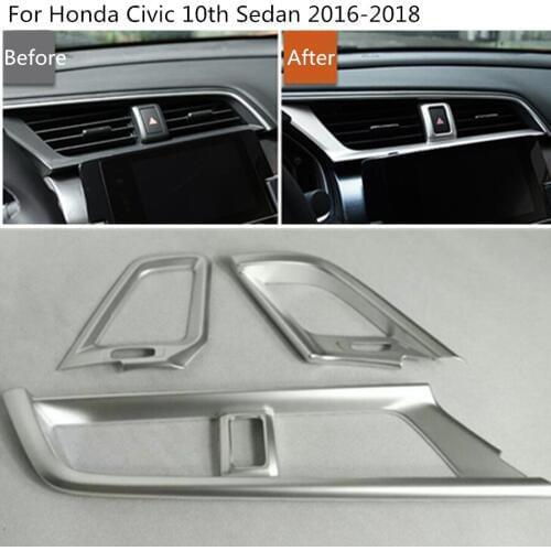 Car Trim ABS Chrome Front Left Right Middle Air Conditioning Outlet Vent Hoods For Honda Civic 10th Sedan 2016 2017 2018 2019