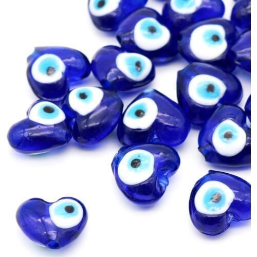New Fashion Heart Shape Eye Lampwork Beads 1 Stand (23-24pcs/lot) Royal Blue 16x14mm Jewelry For Necklace Bracelets Making Beads