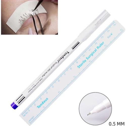 Surgical Skin Marker For Eyebrow Skin Marker Pen Tattoo Skin Marker Measure Measuring Ruler Set Eyelash Extension Tools