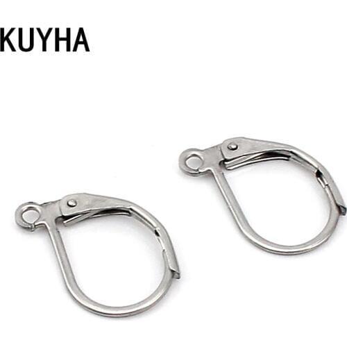 Jewellery Components Earring Clasps&Hooks Leverback 316L Stainless Steel Mirror Polish Gold/Silver Color 2 Colors Option