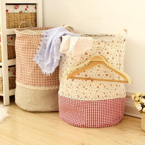 Drawstring Dirty Laundry Basket Foldable Round Home Storage Bags Laundry Hamper for Toys Dirty Clothes
