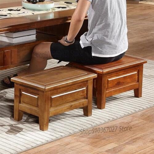 Creative Chinese Solid Wood Low Stool Storage Wooden Stool Coffee Table Sofa Stool Shoe Replacement Stool Small Bench