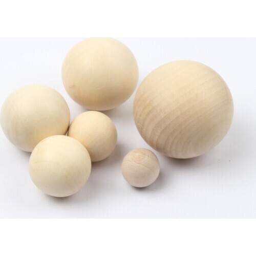 Natural No Hole Wooden Beads Lead-free Wood Round Balls For Home Decoration Diy Eco-Friendly Wood Crafts 10-50mm