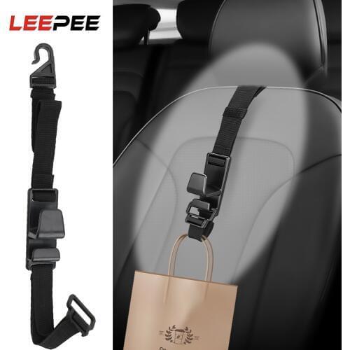 LEEPEE Car Seat Back Hooks Car Headrest Hanger Grocery Bag Hanger Holder Dual Hook Adjustable Auto Fastener Clip Car-styling