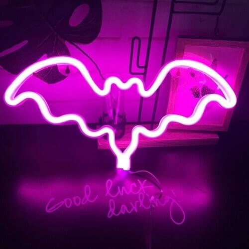 Fashion Colorful Neon Bat Led Neon Sign Light Holiday Xmas Party Wedding Decorations Kids Room Night Lamp Home Wall Decor Bar