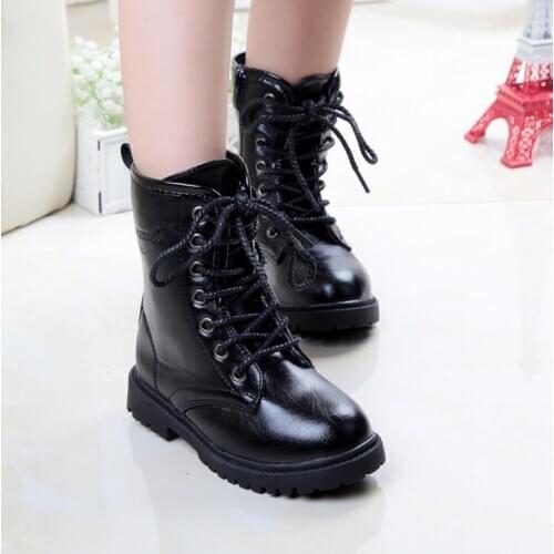 Fashion childrens Martin boots girls boys winter sports shoes children rain boots PU leather sports shoes baby snow boots