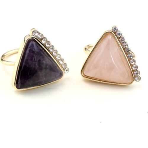 6pcs Fashion Trendy Natural Amethysts Rose Quartzs Rings Gorgeous Fine Jewelry for Women Gifts Party Engagement Necessity Free