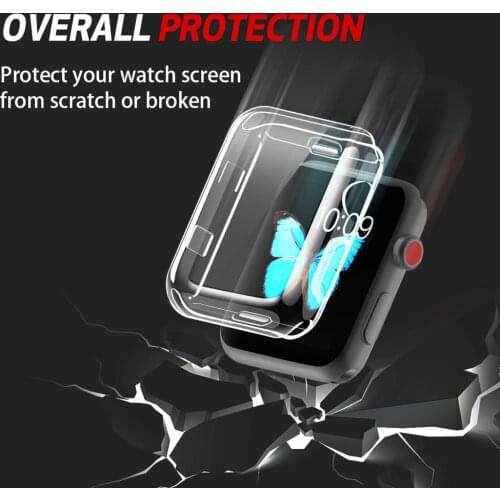38/42mm Full Screen Soft TPU Clear Slim Protectve Case Cover Frame Housing for Apple Watch Series 2/3