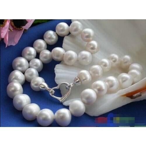 HUGE 17" 12-13MM WHITE ROUND FRESHWATER PEARL NECKLACE