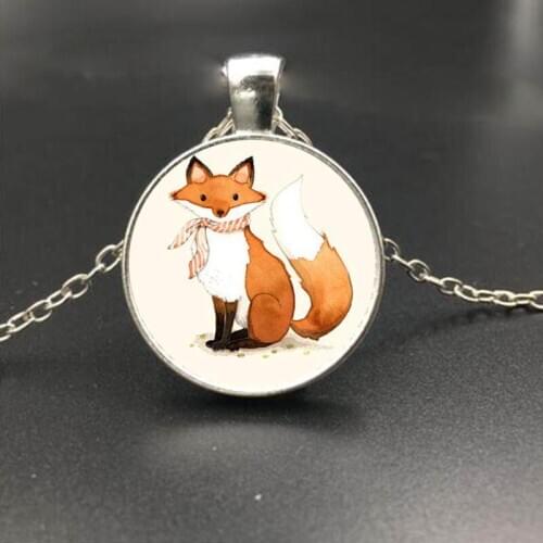 Fall 2020 Fox Pendant Collar Statement Womens Metal Necklace Dress Accessories Glass Dome Pendant Art Jewelry