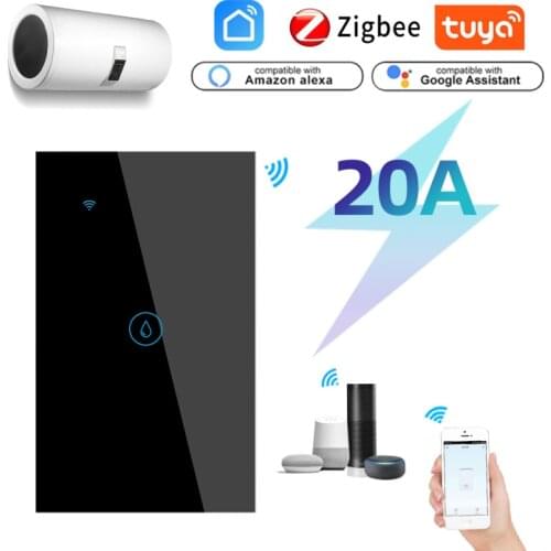 TUYA Zigbee 20A Water Heater Switch Smart Touch Wall Switch US Standard Timing Remote Control Work With Google Home And Alexa