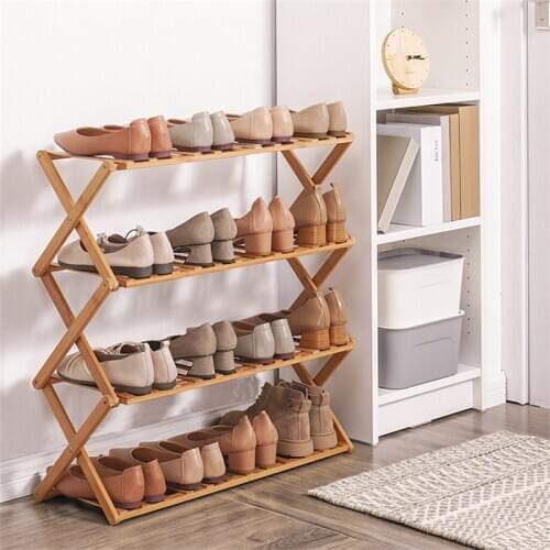 New Hot Bamboo Shoe Rack Organizer Doorway Hallway Shoe Shelf Holder 2/3/4/5/6 Layers Foldable Shoes Storage Rack Shoe Cabinet