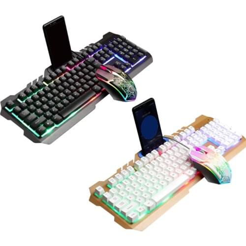 Wired Gaming Keyboard Mouse Combo Set Colorful LED Backlit Computer Keyboad