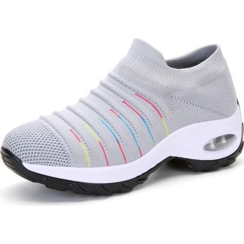 Plus Size Women Fashion Shoes Flats Mesh Breatable Fitness Sports Sneakers Woman Casual Slip-On Mother Shoes Spring Autumn 2021