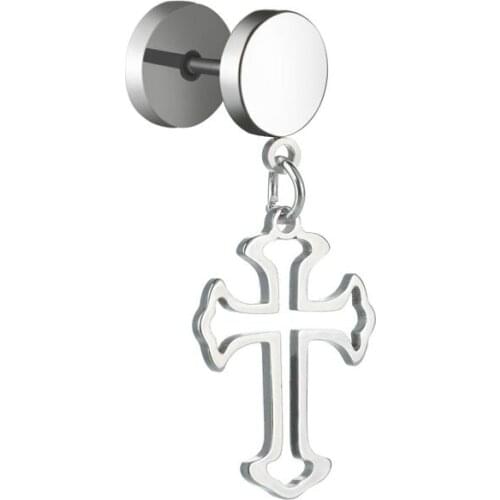 New Fashion Exaggerated Style Hollow Cross Pendant Ear Studs Earrings Female Silvery Color Fine Jewelry Girls Party Gift