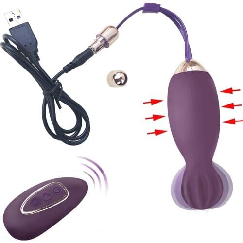 Shrinking Ball Bullet Vibrator Remote Air Pressure Induction Vaginal Tighten Exercise Ben Wa Balls Charging Vibrator Kegel Ball