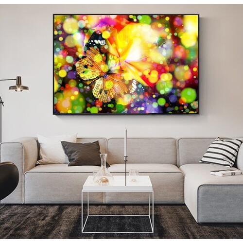 Modern Wall Art Posters And Prints Butterfly With Flowers Abstract Wall Paintings Cuadros Decorative Pictures For Kids Room
