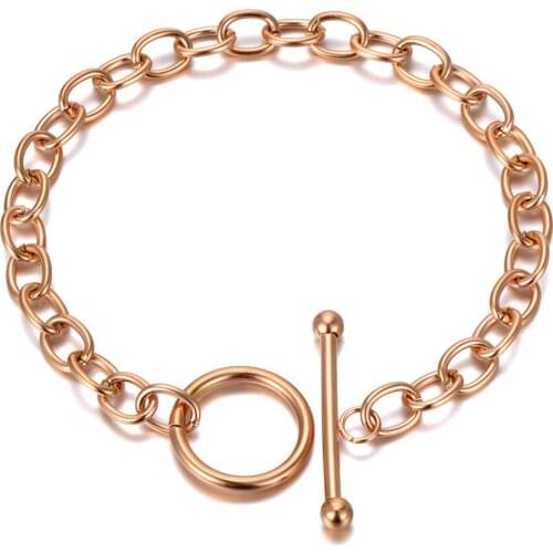 Hiphop/Rock Titanium Stainless Steel Thick Charm Bracelets For Women Girls Bohemia Chain Link OT Clasp Bracelet B20183