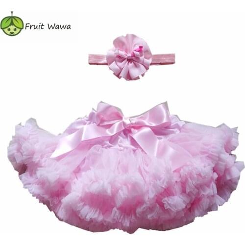Baby Girls Tutu skirt Petti soft fluffy Birthday Skirt pink with a flower Heaband two pcs set Baby Clothing Children wear