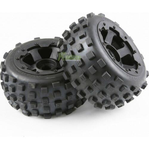 RC CAR Parts 5B Rear Knobby Tyres Set with New Hub Fit for 1/5 HPI ROVAN KM BAJA 5B