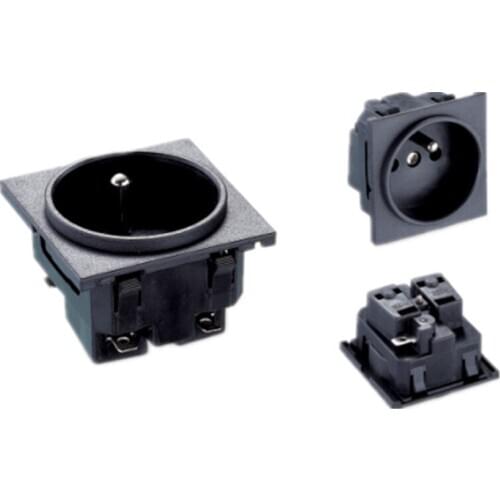 E-09 Eu Female Socket Black 16A 250V 4000W Industrial AC Extended Power Cord Connector Electrical Socket