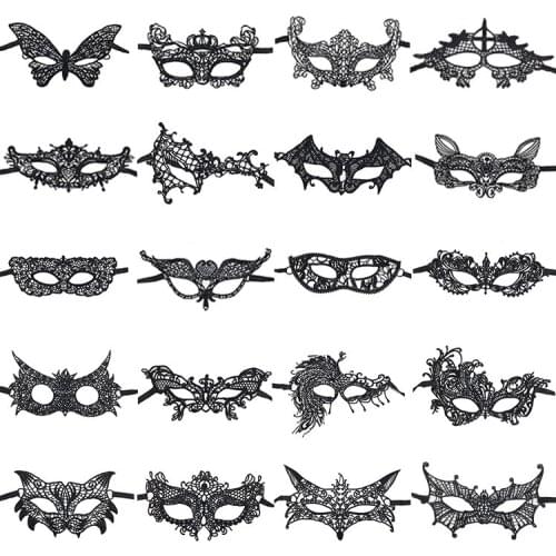 Women Sexy Lace Eye Mask Masquerade Dancing Party Halloween Eye Mask Fancy Carnival Mask Black hair accessories