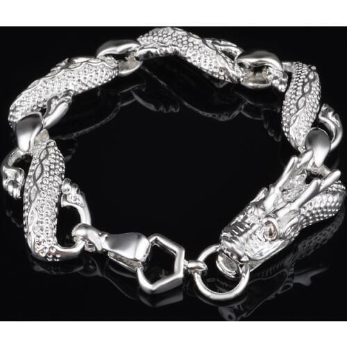 Vintage Charms Bracelet Dragon Bracelets & Bangles For Women Men Silver plated color Jewelry Femme Bileklik Pulseira Pulseras