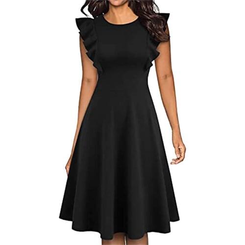 Summer Women Casual Black Dress Plus Size Short Sleeve O Neck Elegant Dresses For Women Clothing Vestidos Mujer Verano 2021
