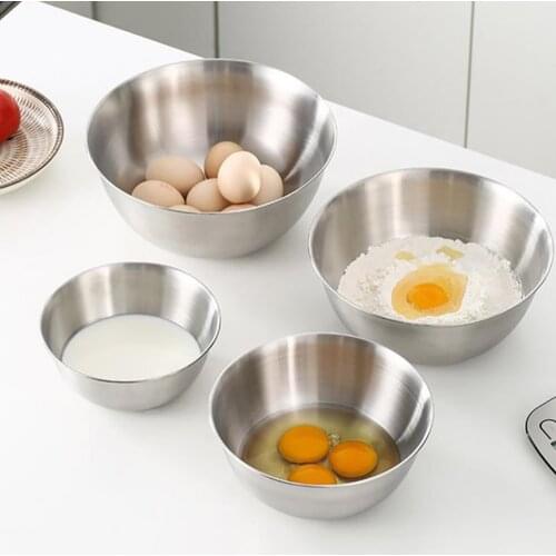1PCS 304 Stainless Steel Bowls Mixing Bowl with Scale Deep Mixing Egg Bowls Kitchen Metal Bowl for Baking Salad 16/19/22/24CM