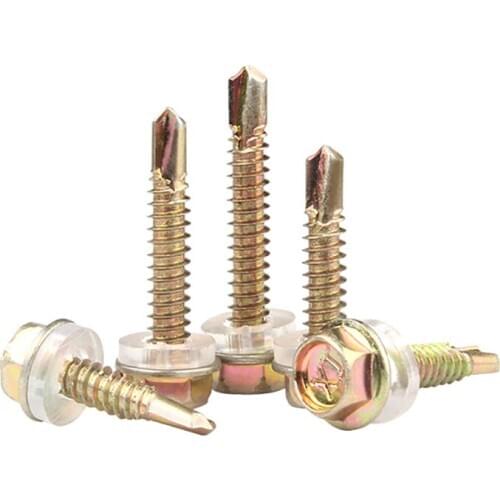 10/20/50PCS M5.2 External Hexagon Self Drilling Screw Color Zinc Plated Length 19-125mm