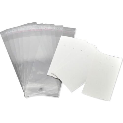 100 Sets Ear Hooks Earring Display Cards 9cmx5cm with Self Adhesive Bags 15cmx6cm