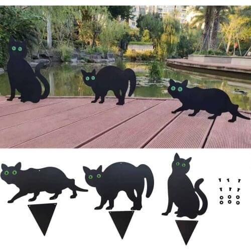 3Pcs Garden Scare Cats Mice Control Iron Cat Silhouette Patio Yard Birds Mouse Repellent Scare Away Garden Mouse Drive Decor
