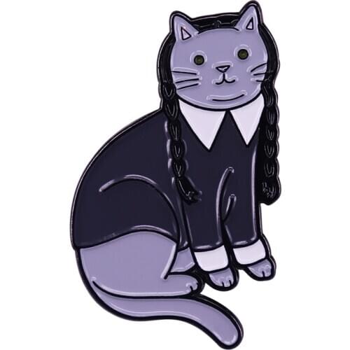 Wednesday Cat Badge Accessory