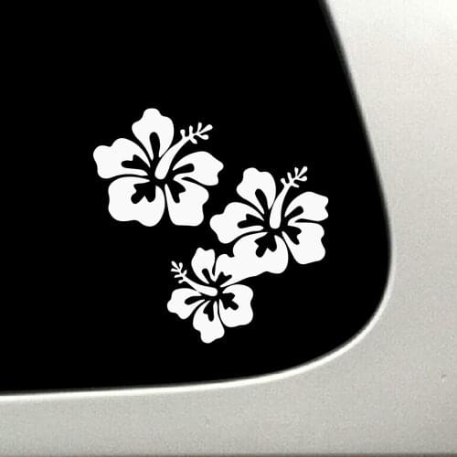 Hibiscus Car Decal Elegantly Blooming Flowers Vinyl Car Stickers For Car Body Rear Windshield Sign Art Mural FA041
