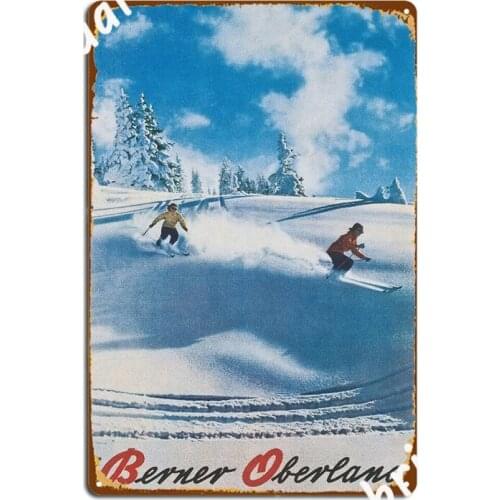 Berner Oberland Switzerland Vintage Ski Poster Metal Plaque Poster Vintage Pub Garage Painting Décor Tin Sign Posters