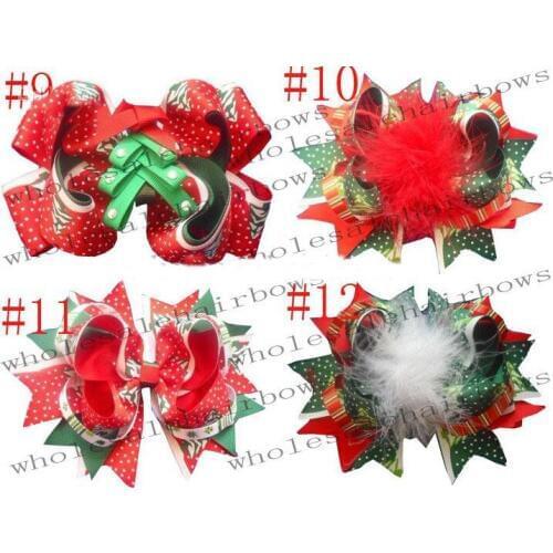Free shipping European and American style Christmas design baby hair Ribbon Flower Hair Bows Baby Hair