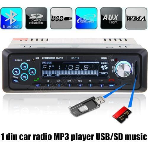 Bluetooth Car Audio Mp3 Player Radio AUXIN MP3 FM USB 1 Din remote control 12V stereo SD handsfree remote control