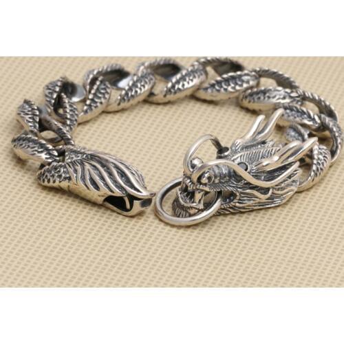 Handcrafted Thailand 925 Silver Dragon Bracelet Vintage Sterling Silver Dragon Bracelet Real Pure Silver Dragon Bracelet